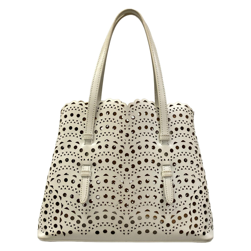 Alaia Mina25 White Leather Tote Bag #339831A14B